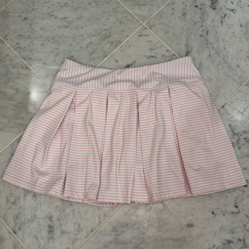 Addison Bay pink stripe pleat tennis skirt - Med